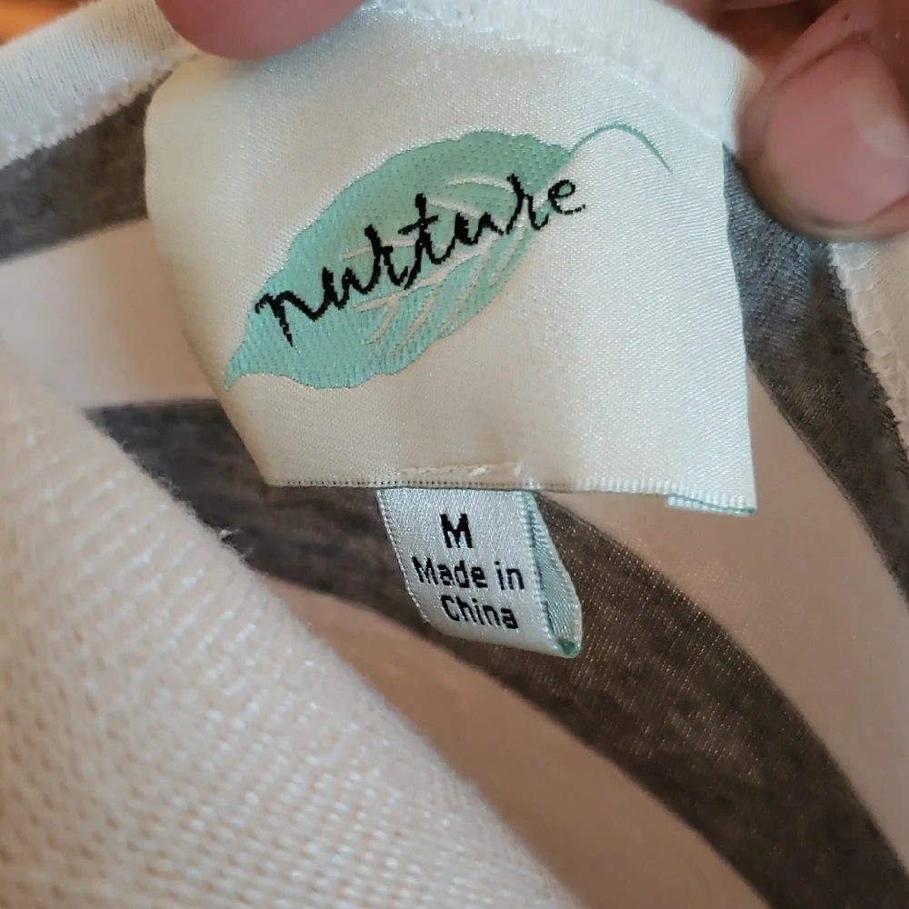 Nurture by Lamaze Gray and White Striped Short Sleeve Top Med - Picture 3 of 3